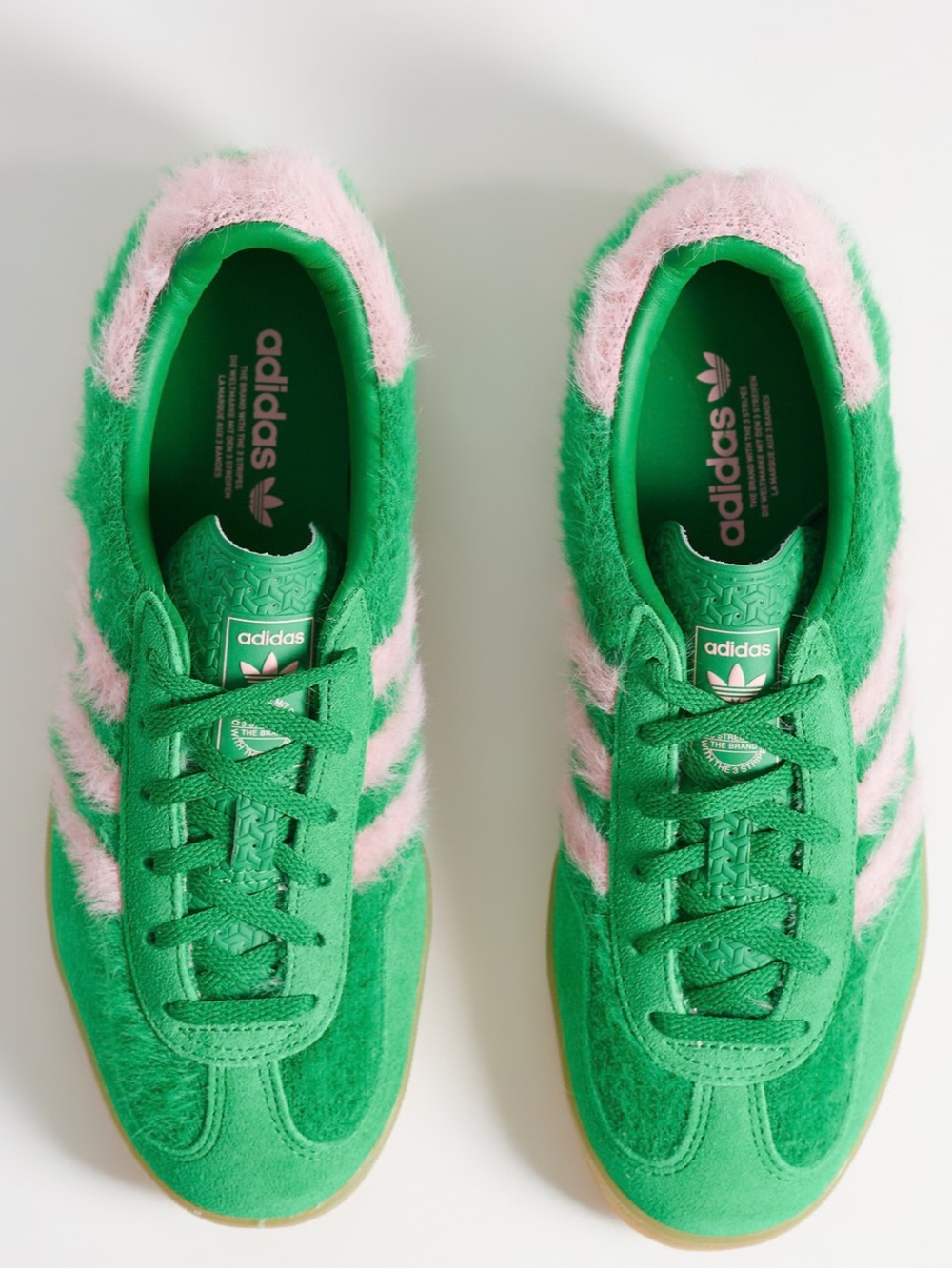 adidas Women's Green & Pink Gazelle Sneakers with Fuzzy Upper